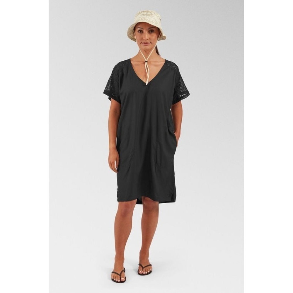 NWT Passenger Ambrose Oversized Dress Womens Small Black Lace Panel Cotton Boho